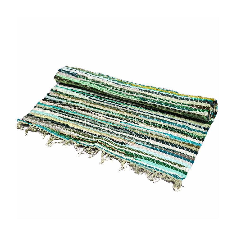 ancient wisdom Small Rag Rug - 50x90cm - premium quality- Natural Greens