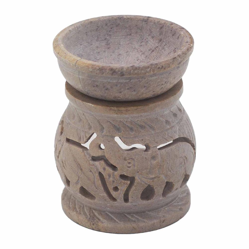 ancient wisdom Small Soapstone Oil Burner 8cm - Elephant