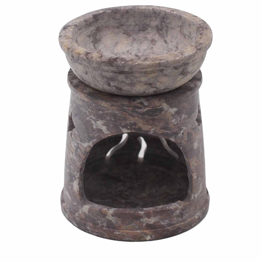 Ancient Wisdom Small Soapstone Oil Burner 8cm - Sun & Stars