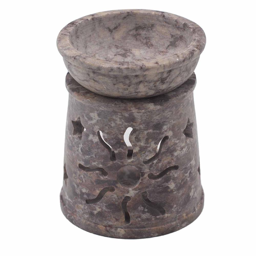 ancient wisdom Small Soapstone Oil Burner 8cm - Sun & Stars