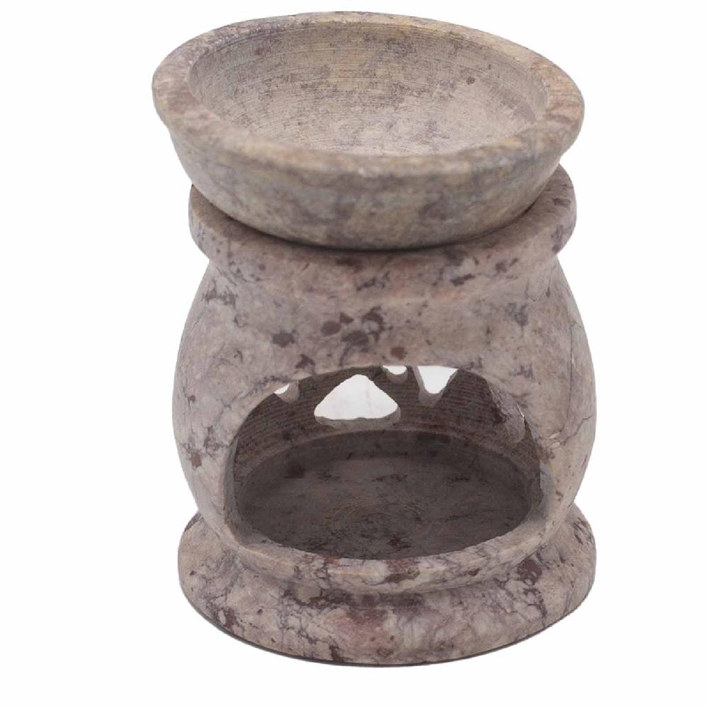 Ancient Wisdom Small Soapstone Oil Burner 8cm - Three Moon Pentagon