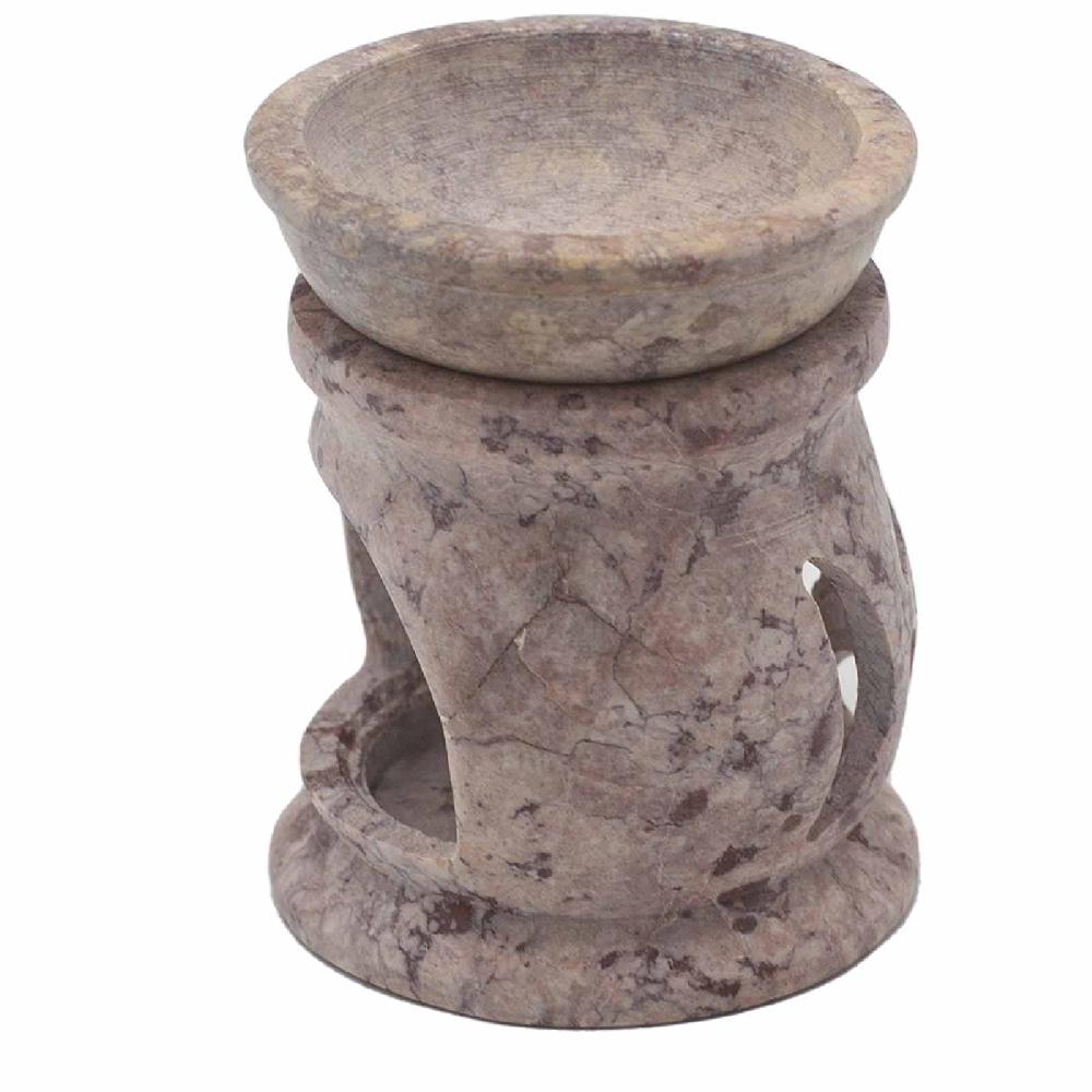 Ancient Wisdom Small Soapstone Oil Burner 8cm - Three Moon Pentagon