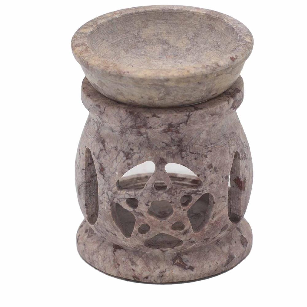 ancient wisdom Small Soapstone Oil Burner 8cm - Three Moon Pentagon