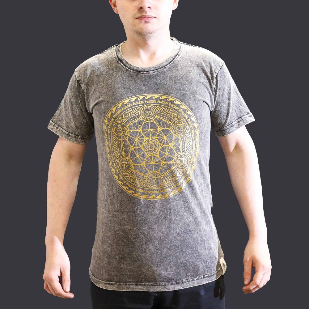 Ancient Wisdom Small Stone Washed T-Shirt - Chakra - Dark Grey