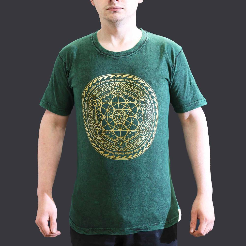 Ancient Wisdom Small Stone Washed T-Shirt - Chakra - Green