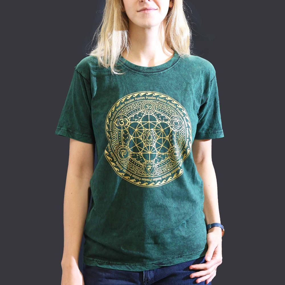 ancient wisdom Small Stone Washed T-Shirt - Chakra - Green