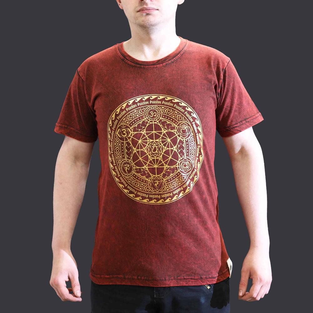 Ancient Wisdom Small Stone Washed T-Shirt - Chakra - Maroon
