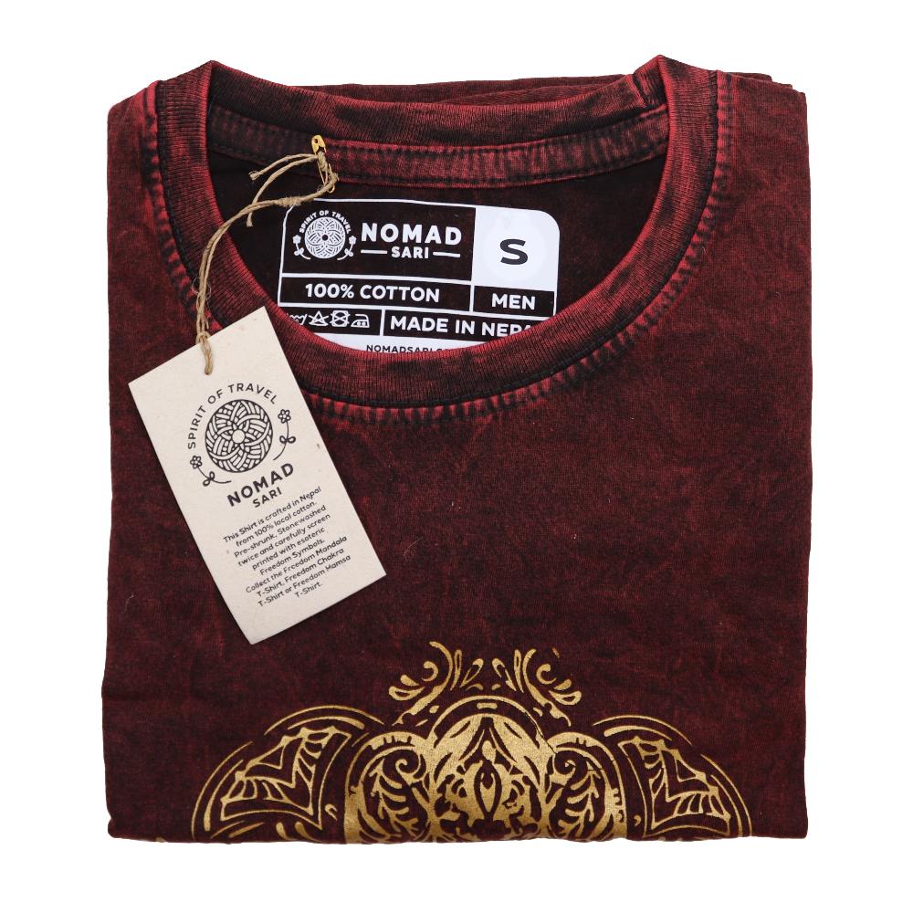 Ancient Wisdom Small Stone Washed T-Shirt - Hamsa - Maroon