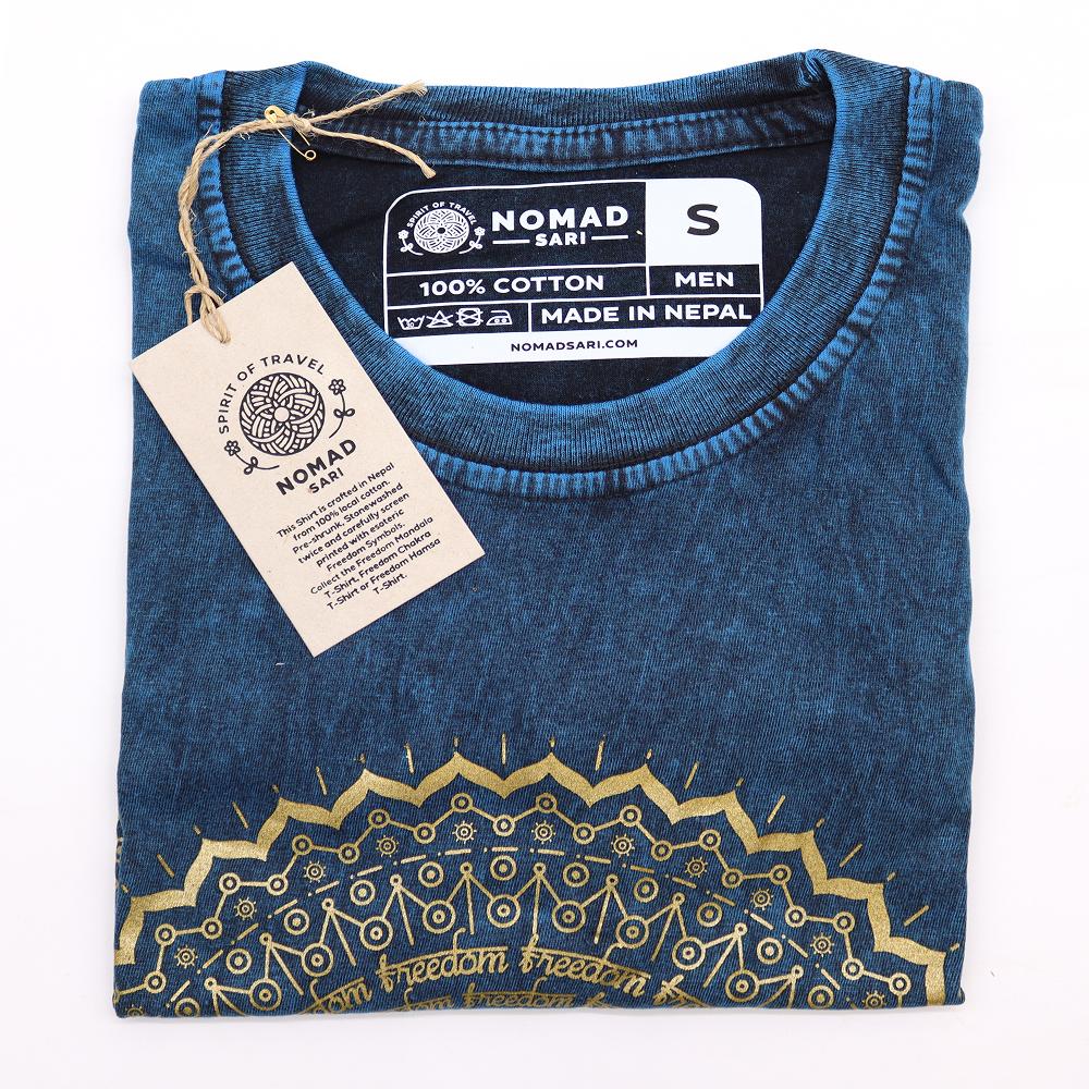 Ancient Wisdom Small Stone Washed T-Shirt - Mandala - Blue