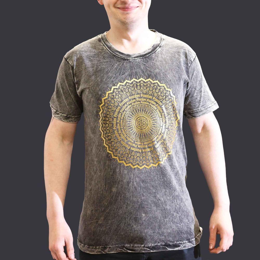 ancient wisdom Small Stone Washed T-Shirt - Mandala - Dark Grey