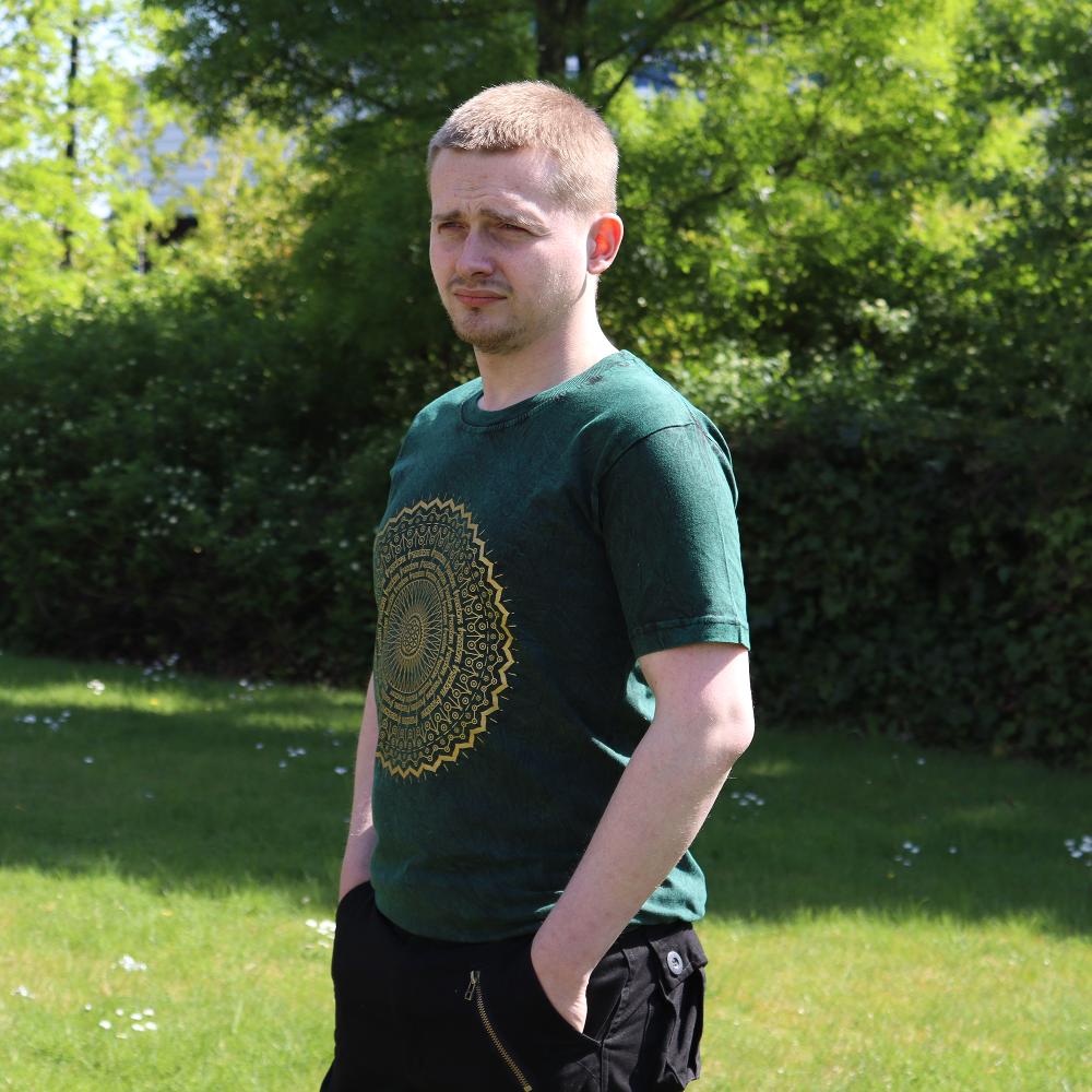 Ancient Wisdom Small Stone Washed T-Shirt - Mandala - Green