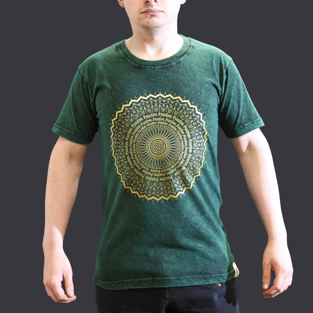 ancient wisdom Small Stone Washed T-Shirt - Mandala - Green