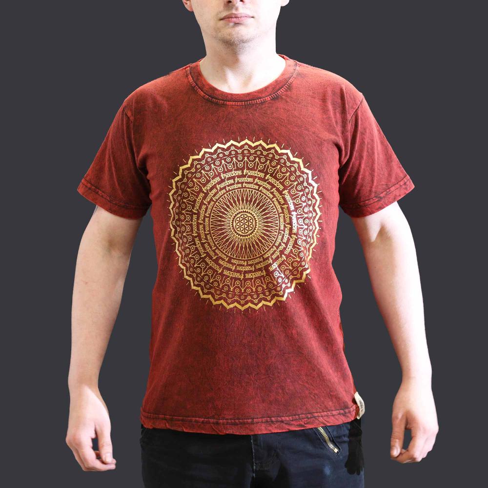 ancient wisdom Small Stone Washed T-Shirt - Mandala - Maroon