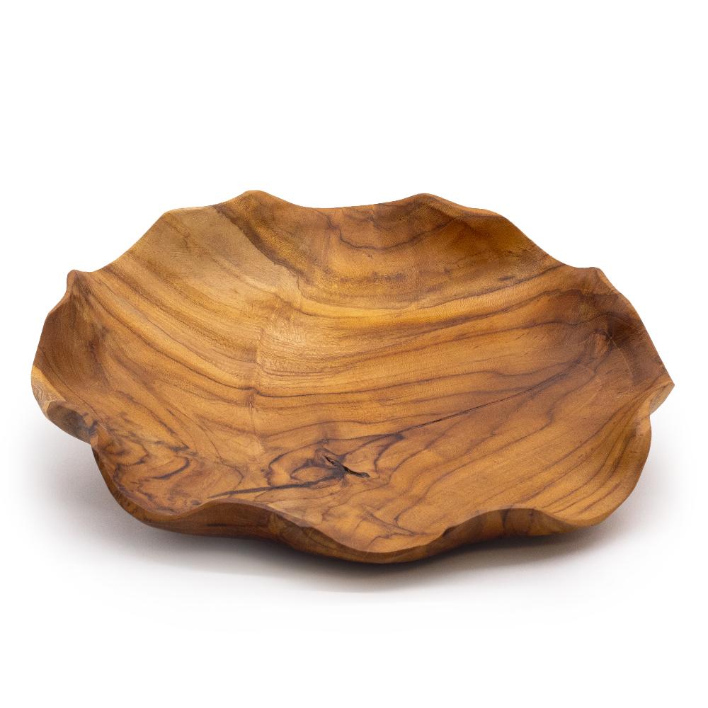 ancient wisdom Smooth Round Teakwood Fruit Bowl - 28x5.5cm