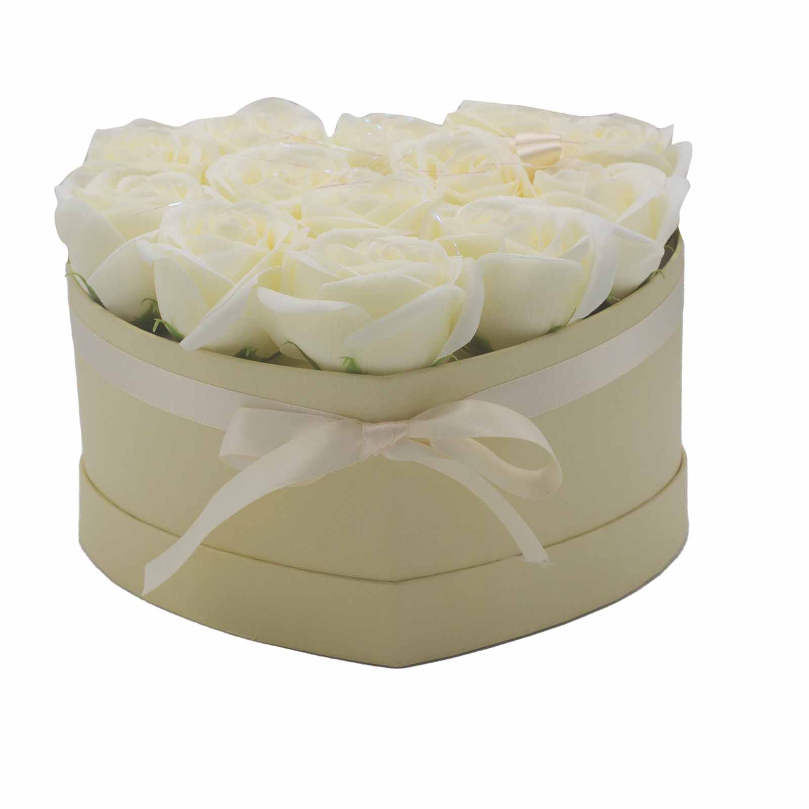 Ancient Wisdom Soap Flower Gift Bouquet - 13 Cream Roses - Heart