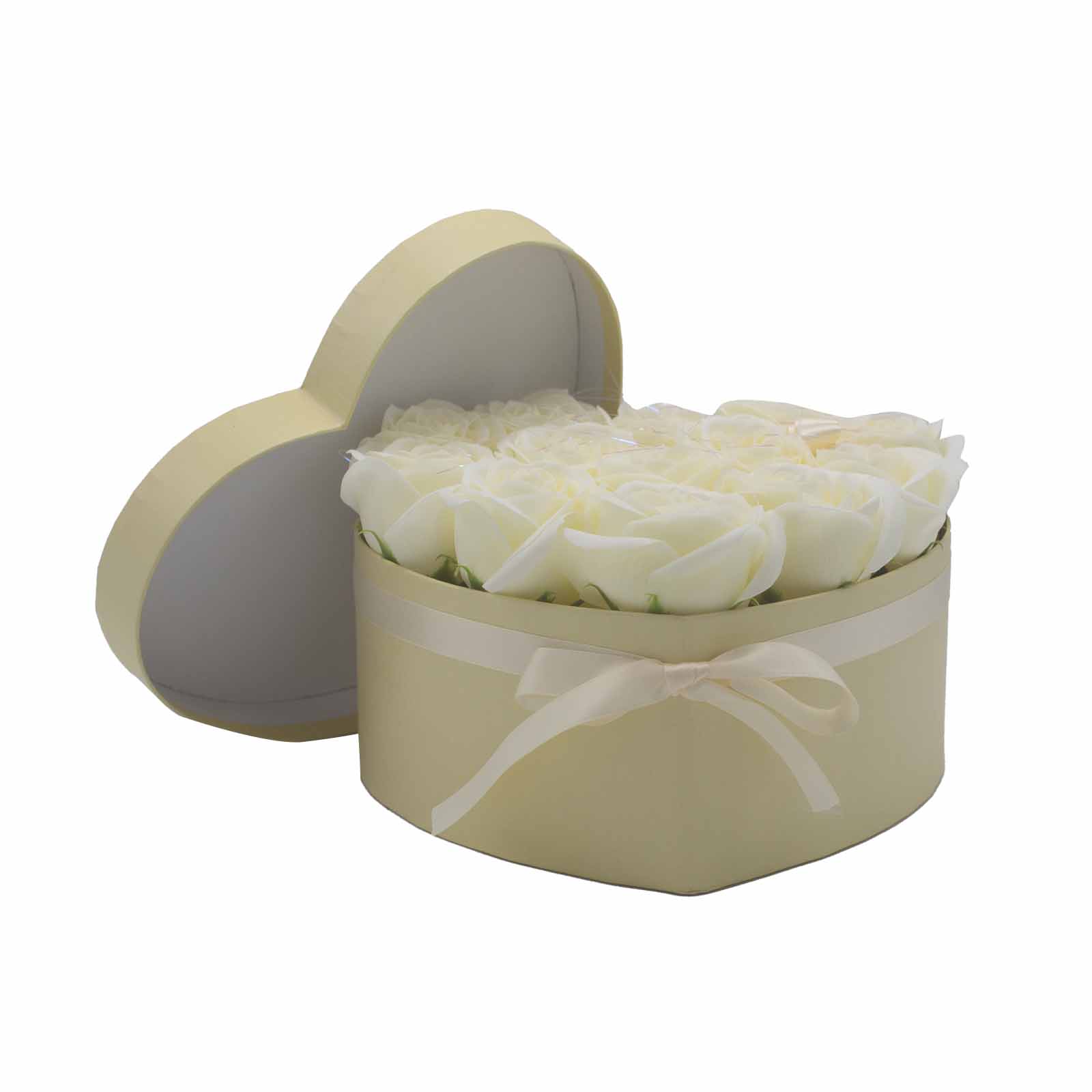 Ancient Wisdom Soap Flower Gift Bouquet - 13 Cream Roses - Heart