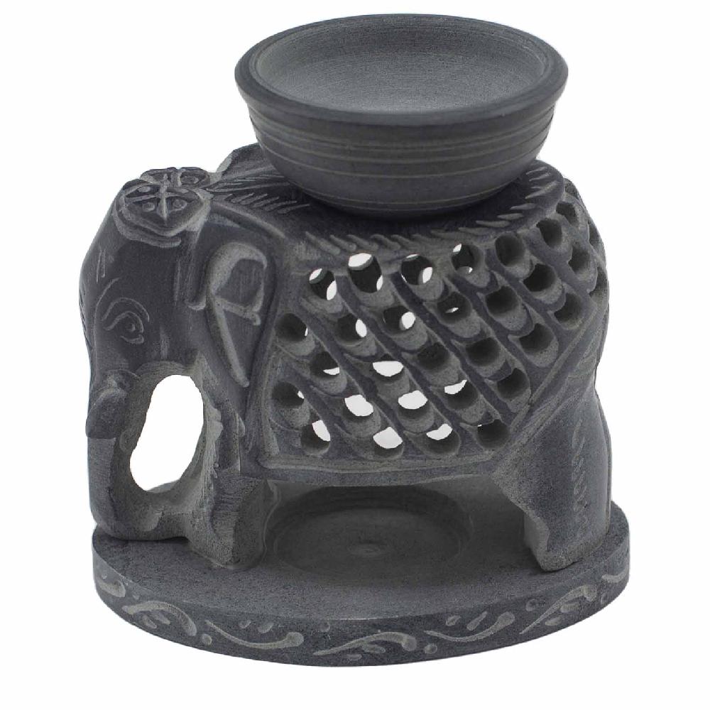 ancient wisdom Soapstone Oil Burner 10.5cm - Standing Elephant