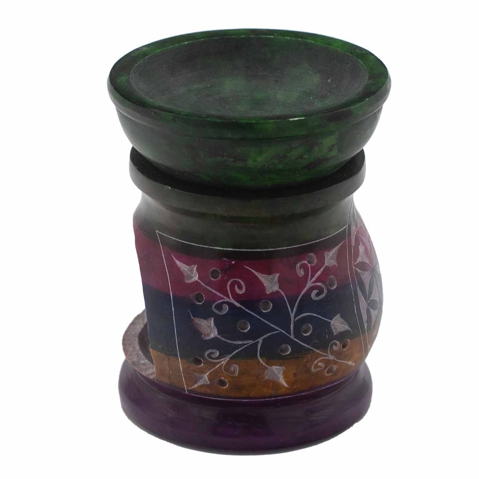 Ancient Wisdom Soapstone Oil Burner 10cm - Flower Of Life - Five Colours