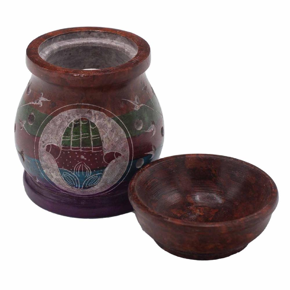 Ancient Wisdom Soapstone Oil Burner 10cm - Hamsa - Five Colours
