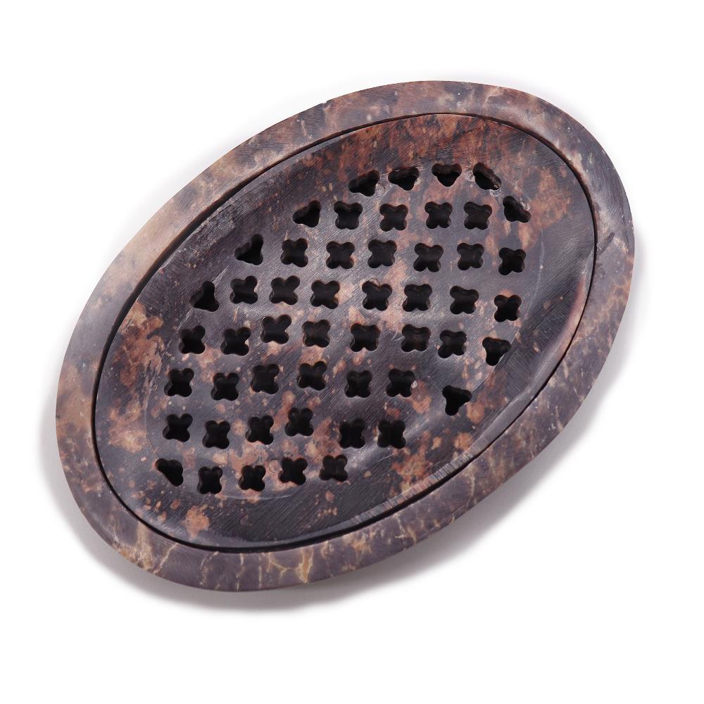 Ancient Wisdom Soapstone Soap Dish & Drainer 11x8cm- Classic Oval