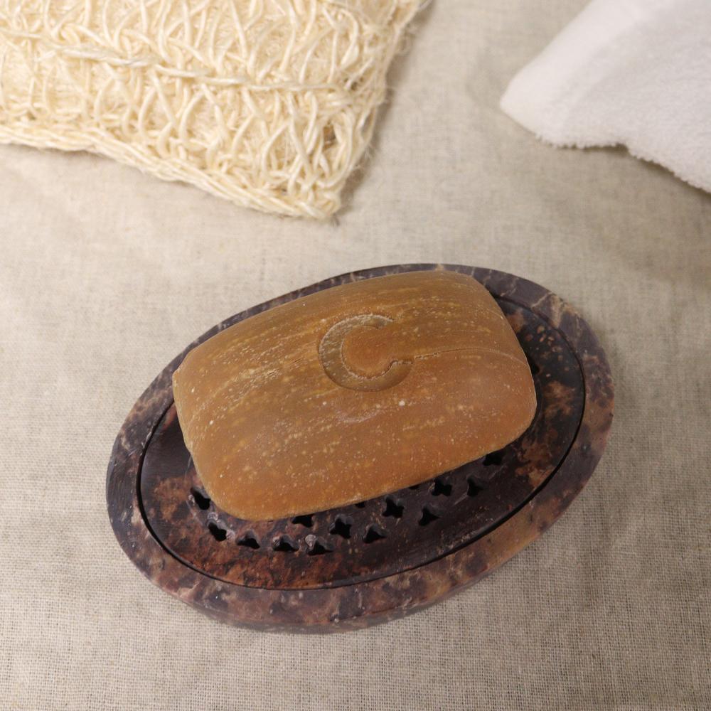 Ancient Wisdom Soapstone Soap Dish & Drainer 11x8cm- Classic Oval