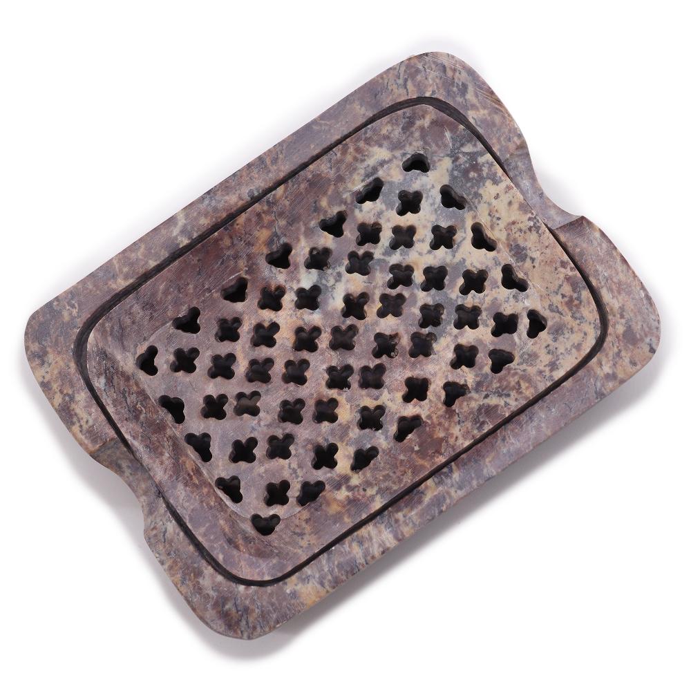 Ancient Wisdom Soapstone Soap Dish & Drainer 11x8cm- Classic Square
