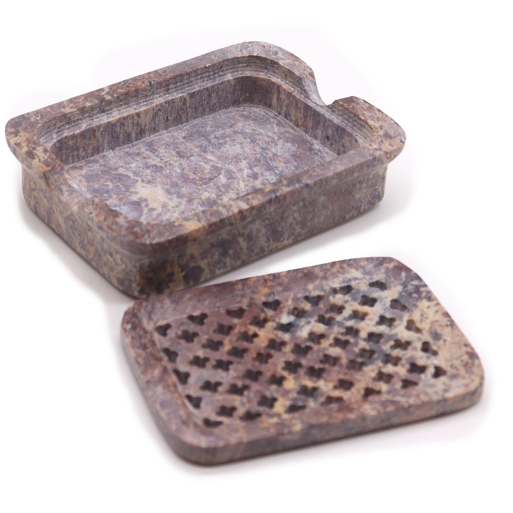 Ancient Wisdom Soapstone Soap Dish & Drainer 11x8cm- Classic Square
