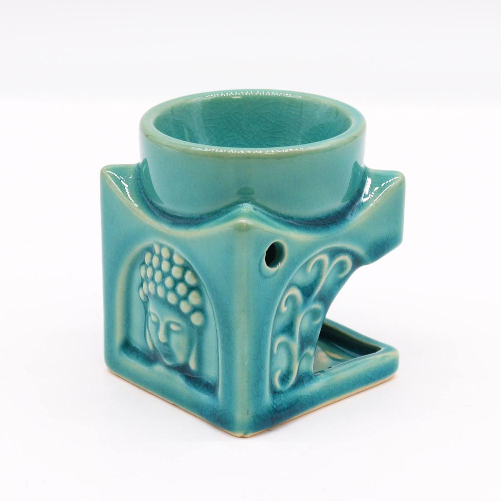 Ancient Wisdom Square Buddha Oil Burner - Soft Turquoise