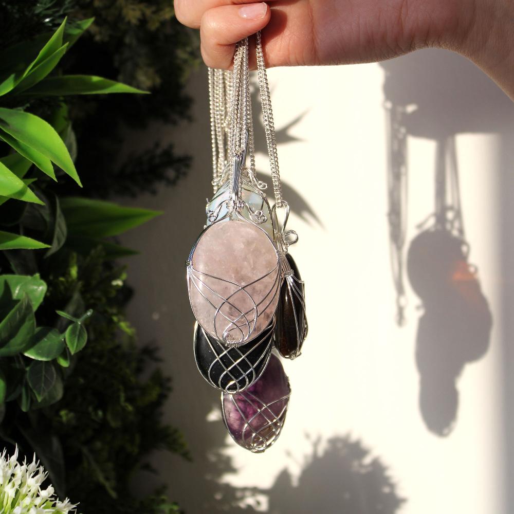 Ancient Wisdom Swirl Wrapped Gemstone Necklace - Black Onyx