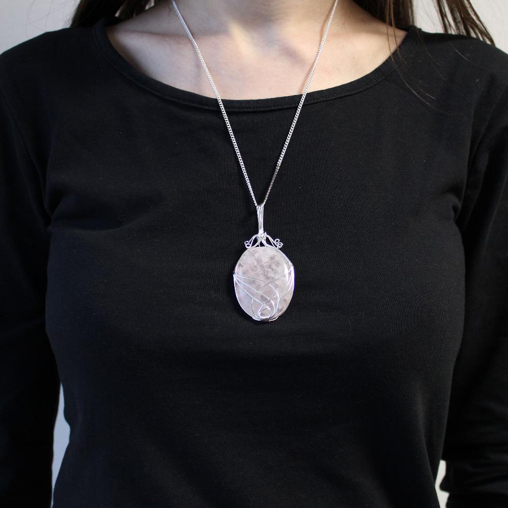 Ancient Wisdom Swirl Wrapped Gemstone Necklace - Opalite