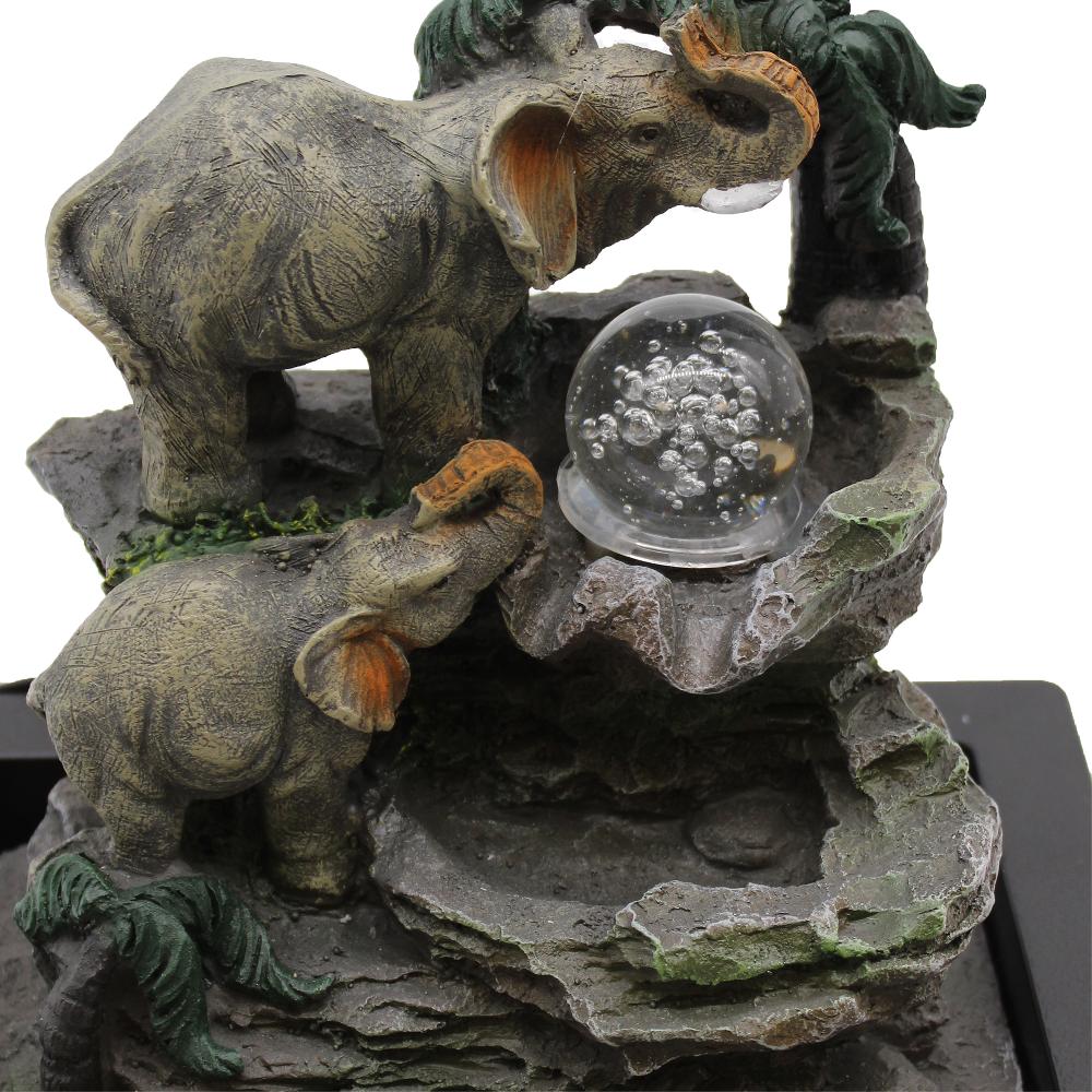 Ancient Wisdom Tabletop Water Feature - 30cm - Elephant Family