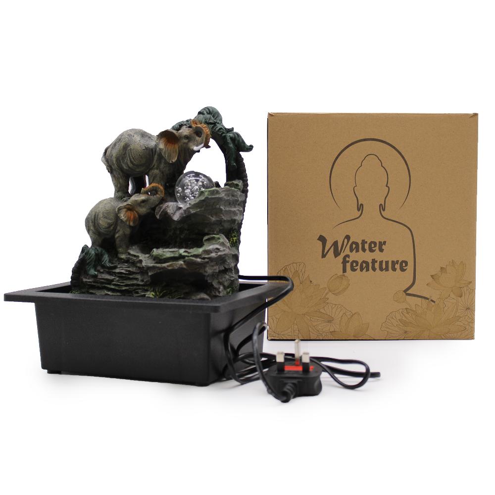 Ancient Wisdom Tabletop Water Feature - 30cm - Elephant Family
