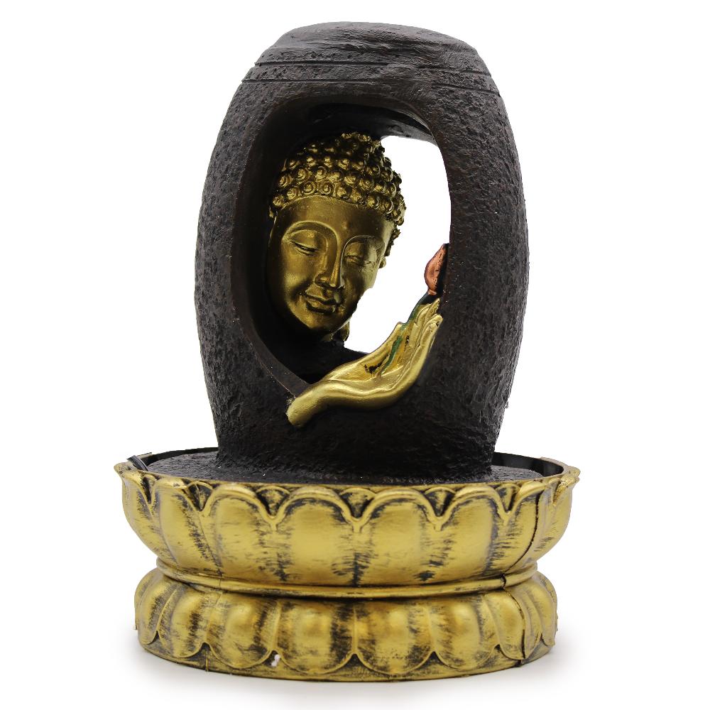 ancient wisdom Tabletop Water Feature - 30cm - Golden Buddha & Vitarka Mudra