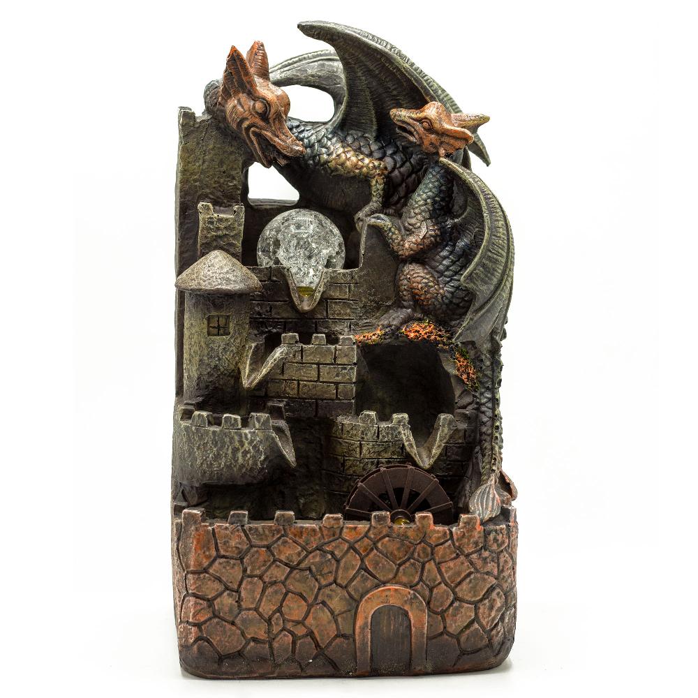 ancient wisdom Tabletop Water Feature - 35cm - Dragons Crystal Ball & Water Wheel