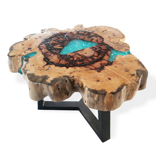 Ancient Wisdom Tamarind And Resin Coffee Table - Aqua