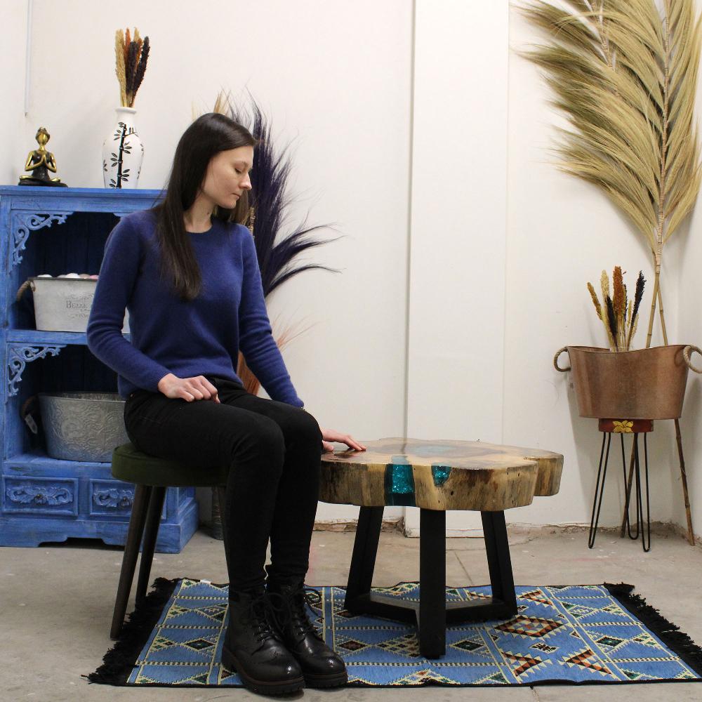 Ancient Wisdom Tamarind And Resin Coffee Table - Aqua