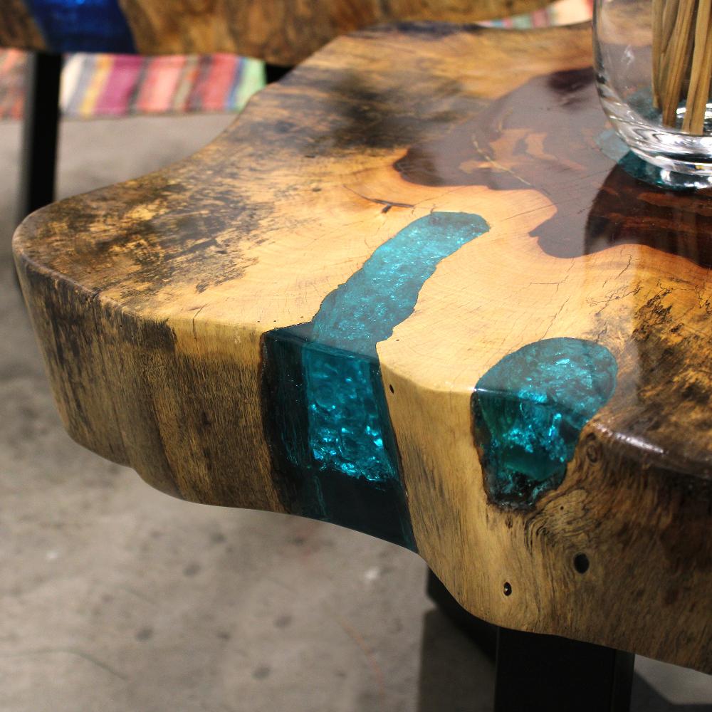 Ancient Wisdom Tamarind And Resin Coffee Table - Aqua