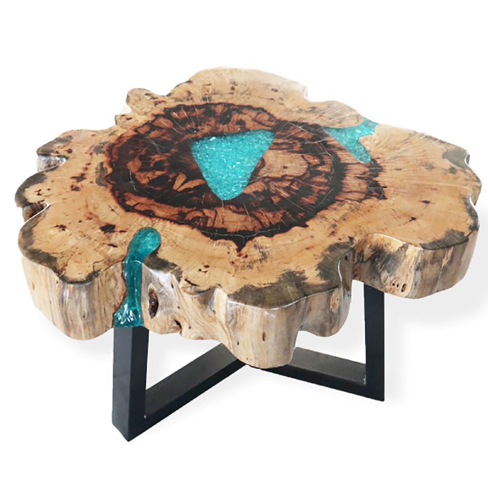 ancient wisdom Tamarind and Resin Coffee Table - Aqua