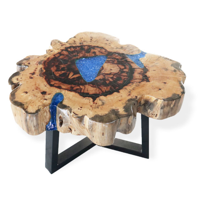 Ancient Wisdom Tamarind And Resin Coffee Table - Sky Blue