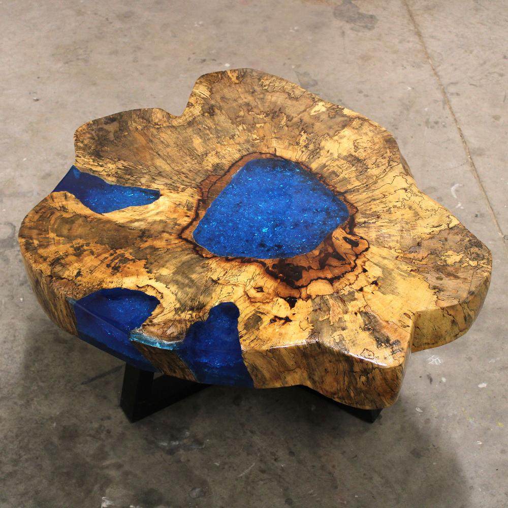 Ancient Wisdom Tamarind And Resin Coffee Table - Sky Blue