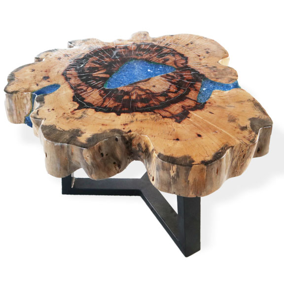 ancient wisdom Tamarind and Resin Coffee Table - Sky Blue