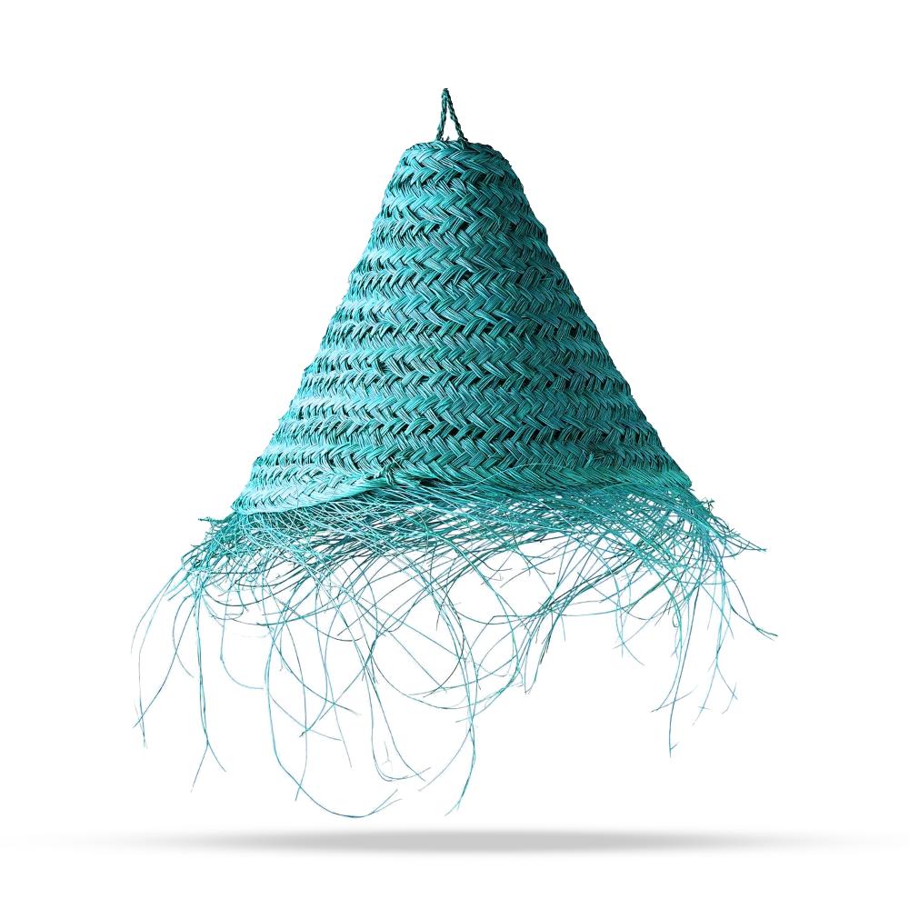 Ancient Wisdom Teal Braided In Doum Suspension Lamp Shade - 20x15cm