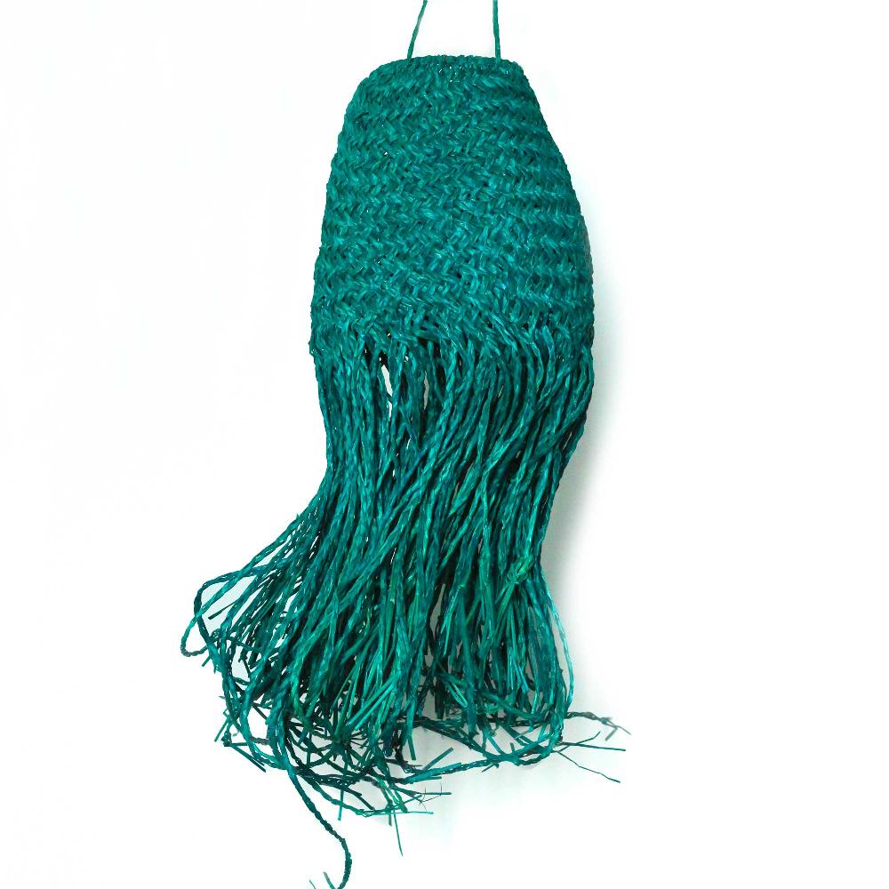 ancient wisdom Teal Braided in Doum Suspension Lamp Shade - 20x15cm