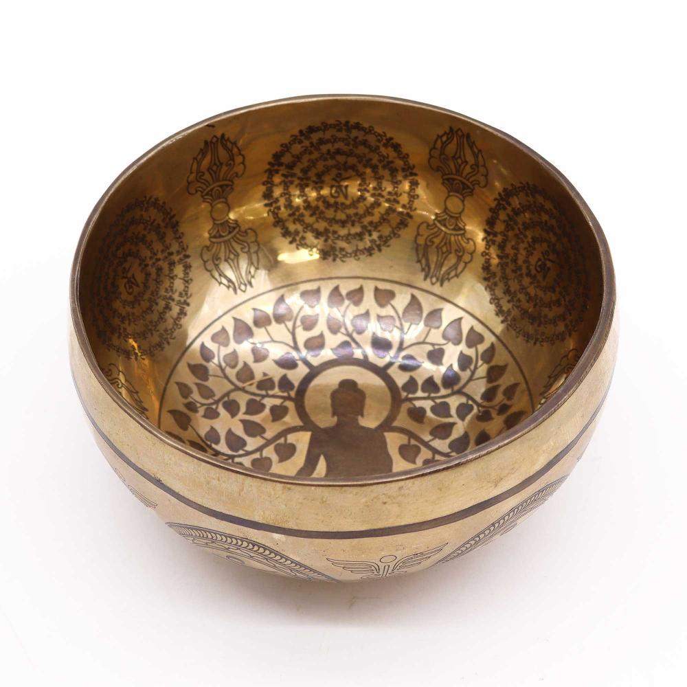 Ancient Wisdom Tibetan Healing Engraved Bowl - 16cm - Bodhi Tree Buddha