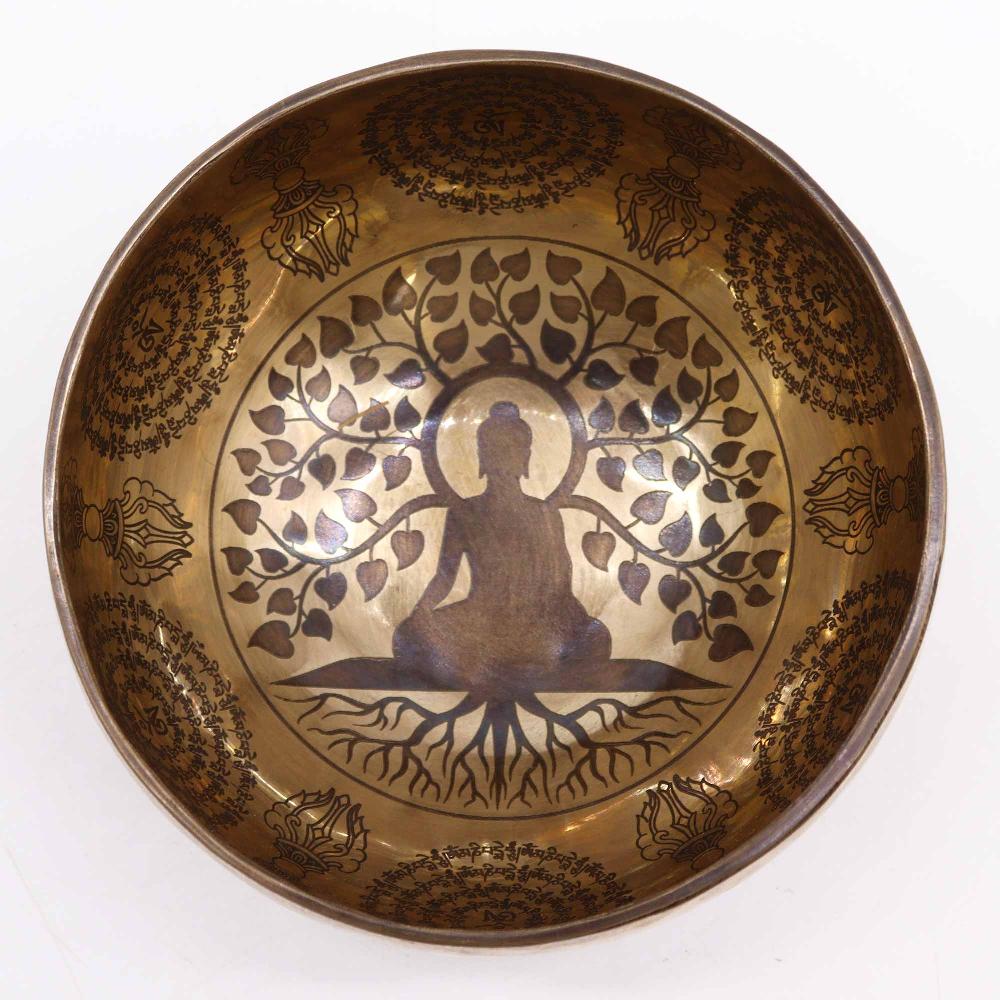 Ancient Wisdom Tibetan Healing Engraved Bowl - 16cm - Bodhi Tree Buddha