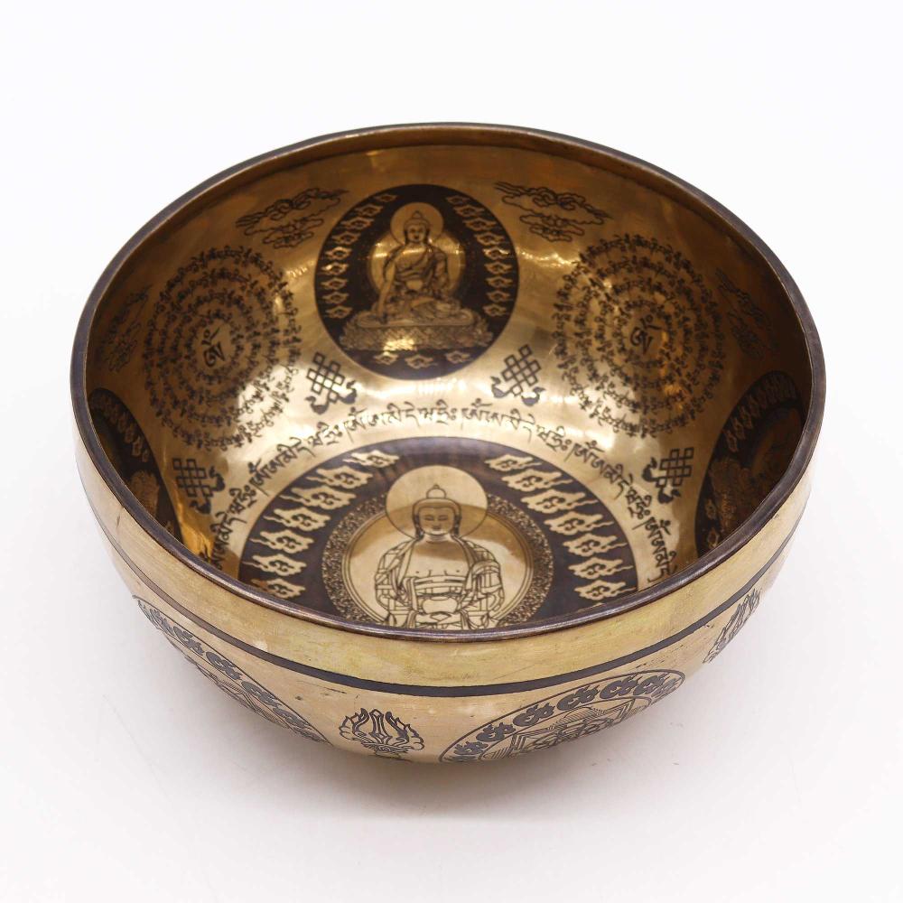Ancient Wisdom Tibetan Healing Engraved Bowl - 21cm - 5 Buddhas