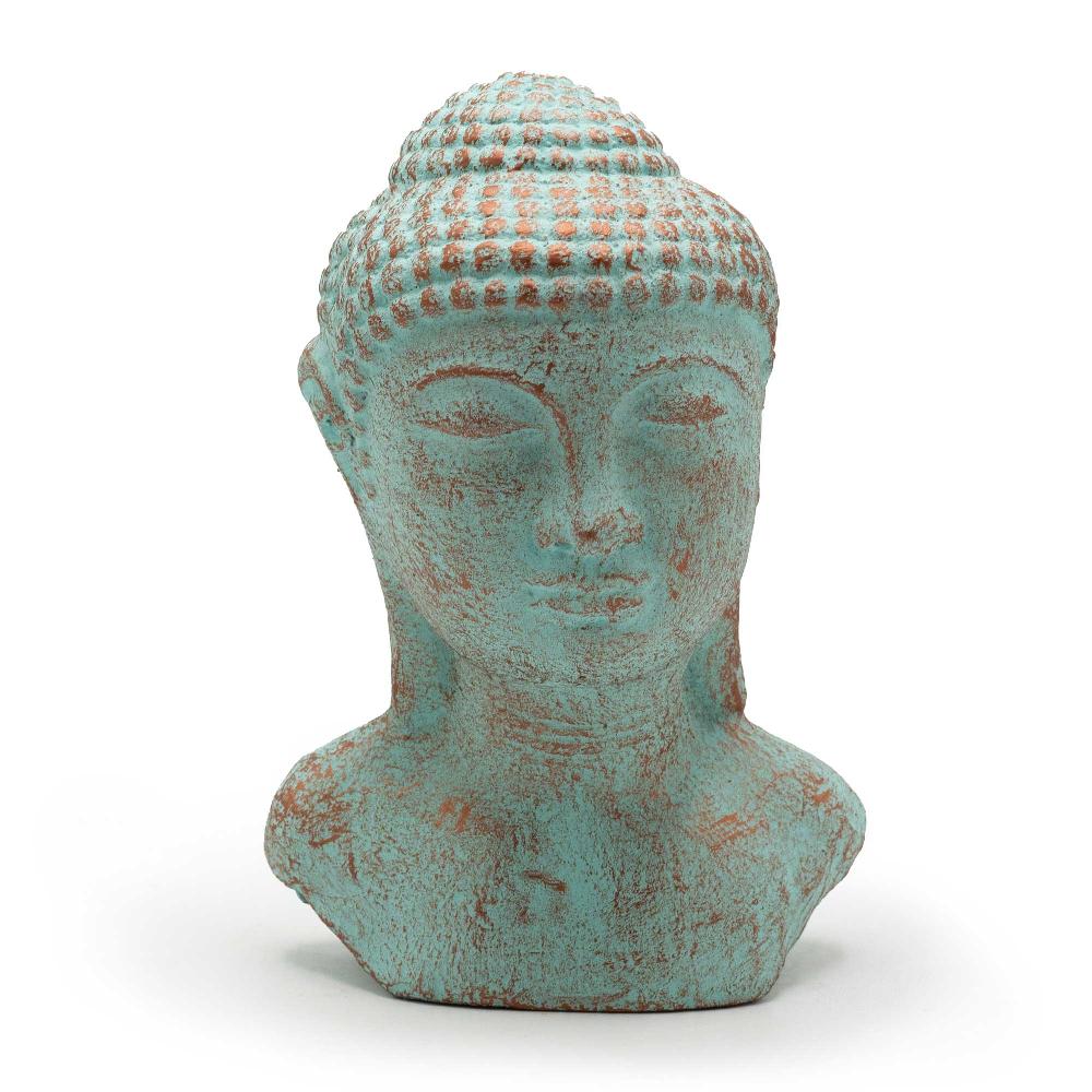 ancient wisdom Tranquility Buddha Head - Green Copper