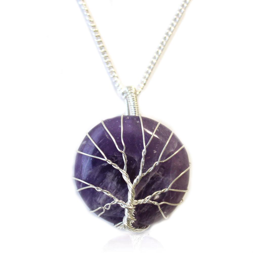 ancient wisdom Tree of Life Gemstone Necklace - Amethyst