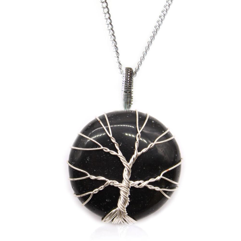 ancient wisdom Tree of Life Gemstone Necklace - Black Onyx