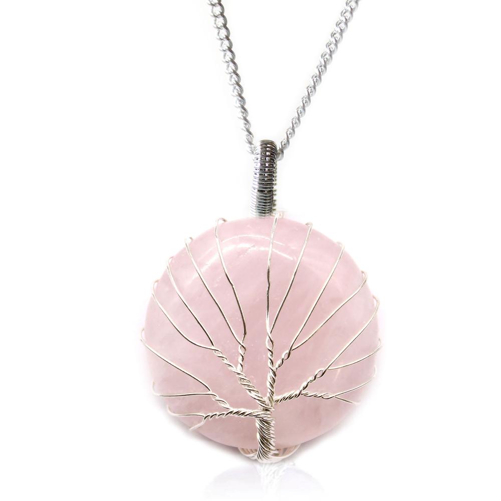 ancient wisdom Tree of Life Gemstone Necklace - Rose Quartz